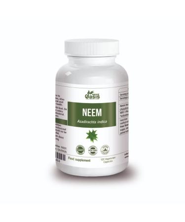 Natural Oasis Neem 120 Vegetarian Capsules 900mg | Vegan Friendly | Pure & Natural | Lab Tested | Detoxification Cleanse Antimicrobial