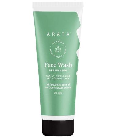 Ar.ata Natural Refreshing Face Wash with peppermint lemon oil & organic Flax seeds extract || All Natural Vegan & Cruelty Free|| Gently Exfoliates & controls oil for Women & Men (50 ml)