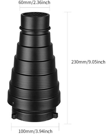Aluminium Conical Snoot Kit for Bowens Mount Strobe Flash - Honeycomb Grid & Color Filters - Buy Online on GoSupps.com