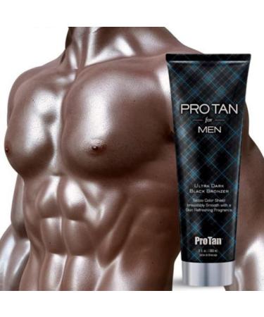 Pro Tan Men's Ultra Dark Black Bronzer - 9 oz Natural Deep Dark Bronzer with Tattoo Color Shield - Buy Online on GoSupps.com