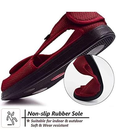 ZXCDF Womens Diabetic Slippers - Open Toe Adjustable Arthritis Edema Orthopedic Wide Width Walking Shoes - Red (Size 5) - Buy Online on GoSupps.com