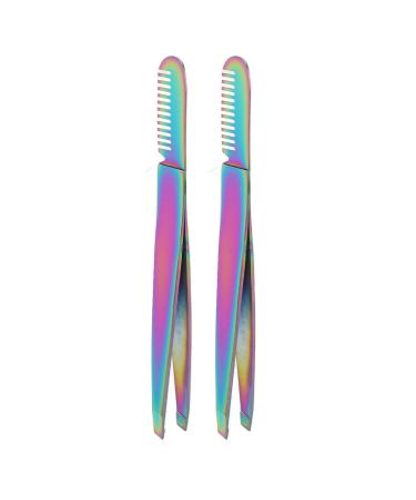 Stainless steel eyebrow tweezers with two heads firmly clamping eyebrow trimming tool for multifunctional use