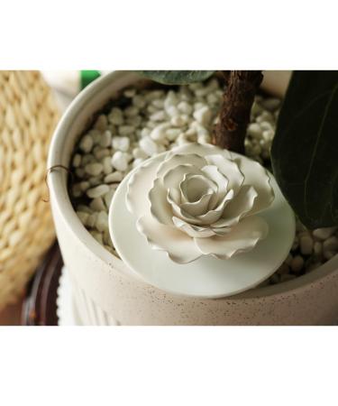 Passive Ceramic Essential Oil Diffuser - Non-Electric Mini Diffuser for Home & Office Decor | White Hibiscus - Buy Online on GoSupps.com