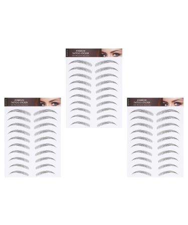 Lurrose Eyebrow Sticker Waterproof  6D Temporary Brow Tattoos False Eyebrow Stick On Eyebrow Transfer Tattoos for Women  3sheets (type1) 21x15cm Black