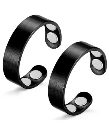 Cigmag 2PCs Lymphatic drainage Magnetic for women men 99% pure copper women finger 4 ultra -high magnets adjustable with gift box (black)