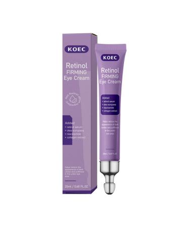 KOEC Retinol Firming Eye Cream for Dark Circles & Puffiness & Wrinkles Under Eye Cream with Massage Roller to Reduce Fine Lines Smooth and Firm Skin 20ml