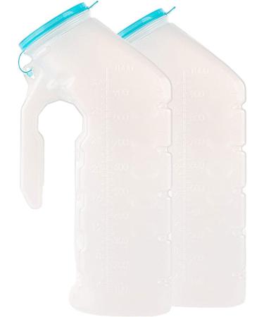 Male Urinal with Glow-in-The-Dark Lid - Set of 2 32 Oz Bottles for Hospitals Emergencies and Travel