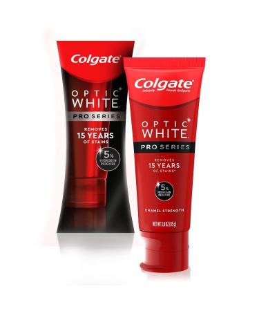 Colgate Optic White Pro Series Whitening Toothpaste with 5% Hydrogen Peroxide, Enamel Strength, 3 oz Tube