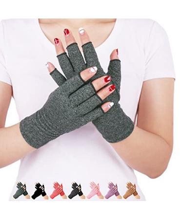 DISUPPO Arthritis Gloves Women and Men Relieve Pain from Rheumatoid RSI Carpal Tunnel Compression Gloves Fingerless for Computer Typing Dailywork Hands and Joints Pain Relief (Gray Medium) Grey M (Pack of 1)