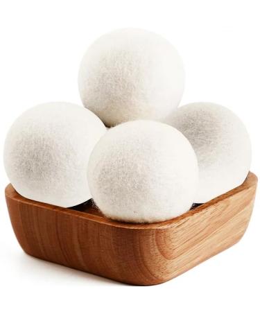 Wool Dryer Balls 4 Pack XL Natural Fabric Softener for Laundry - Reusable 100% Organic New Zealand Wool - Handmade Hypoallergenic Chemical Free - Reduces Wrinkles - Saving Time and Energy.