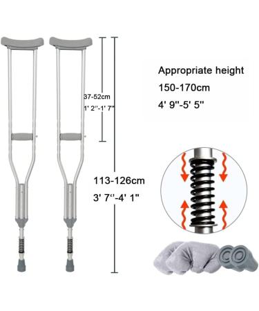 Adult Armpit Crutch with Spring Shock-Absorbing Aluminum Height Adjustable Medical Armpit Crutch Convenient Walking Stick Independence - Buy Online on GoSupps.com
