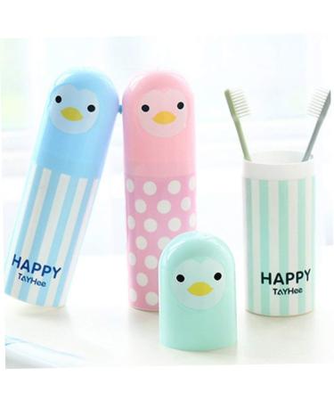 Portable Cartoon Toothbrush Holder & Travel Toothpaste Case - Dust-Resistant Storage Box - Blue - Buy Online on GoSupps.com