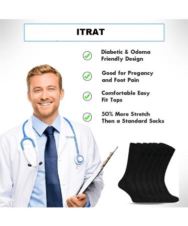 ITRAT Diabetic sock for Woman- Non Elastic Wide Honey Comb Top Soft Cuff Ankle Wide Grip Odema Friendly Non Binding Circulatory For Swollen Feet legs Size 4-7 4-7 Black (6 Pairs) - Buy Online on GoSupps.com