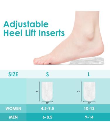 Adjustable Orthopedic Heel Lift - 3 Layer Height Increase Insoles for Leg Length Discrepancy Pain Relief for Achilles Tendonitis & Heel Spurs - Small Size (Women 4.5-9.5 | Men 6-8.5) - Transparent - Buy Online on GoSupps.com