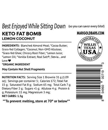 MariGold Keto Fat Bombs - Lemon Coconut Flavor - Low Carb, Collagen Rich, Grass-fed Ghee, Organic Cocoa Butter - Gluten-Free & Non-GMO - 3 Bags, 5 Servings Each - Buy Online on GoSupps.com