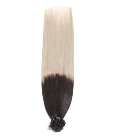 Ombr Bonding Extensions - 100% Remy Real Hair 25 x 0.5g 60cm U-Tip Keratin Hair Extensions in Ombre #1B/Gray - Long Smooth Strands for Stunning Hair Transformation - Buy Online on GoSupps.com