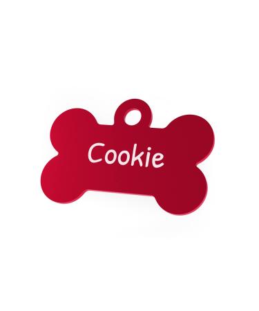ENGRAVO Dog Tag Bone Red with Engraving and 2 Key Rings Small 32mm Red