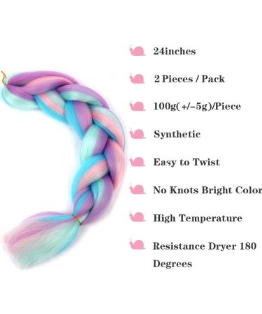 4-Color Mix Synthetic Jumbo Braiding Hair Extensions - 2 Packs for Crochet Box Braids & Twists (Pink/Purple/Green/Blue) - Buy Online on GoSupps.com