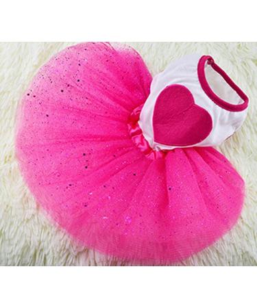 Idepet Spring Summer Pet Dog Cat Puppy Tutu Princess Dress Heart Printed Lace Skirt Clothes Pet Apparel (XS) X-Small (Pack of 1) Pink Heart