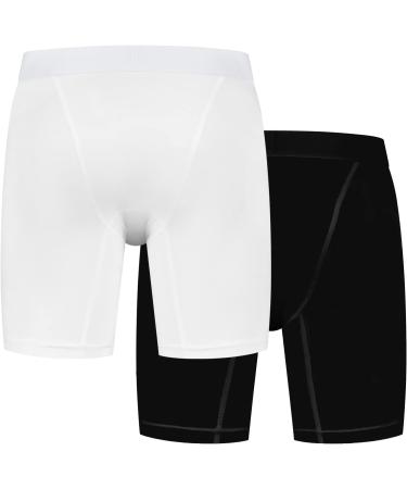 Gladiator Sports Compression Shorts for Men - Black & White | M Size - Best Performance & Comfort - Buy Online on GoSupps.com