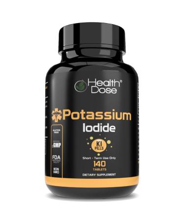 Health Dose Potassium Iodide Tablets 130 mg - Ki Pills Potassium Iodine Tablets - Short Term (140 Tablets) 140 Count (Pack of 1) 140.0
