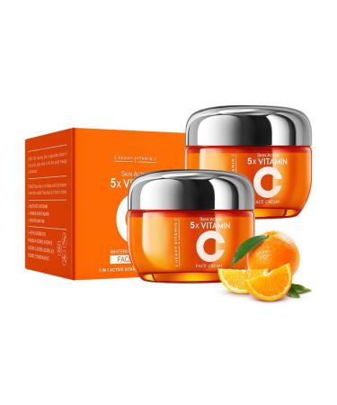 Wenrny 5X Vitamin C Face Cream for Women 2 Pack Vitamin C Face Moisturizer Cream for Hydrating Moisturizing Glowing Skin and Suitable for All Skin types Skin Repair Face Lotions Gifts 1.7 Oz