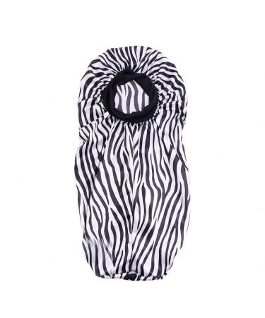 YUPs Long Sleeping Silk Satin Adjustable Hair Bonnet with Ties for Long Hair and Long Braids One Size-L Black/White Zebra