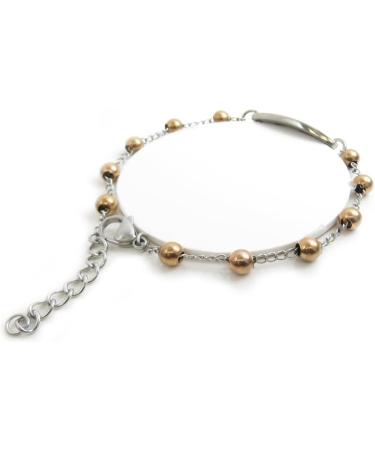 Customized Women's Diabetes Type II Medical Bracelet - Pre-Engraved Mini Steel Beads & Wallet Card - Pink - Buy Online on GoSupps.com