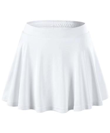 TiaoBug Kids Girls Pleated Tennis Skirt with Shorts UPF 50+ Sports Golf Skort High Waist Running Workout Athletic Skirt White 6-7 Years