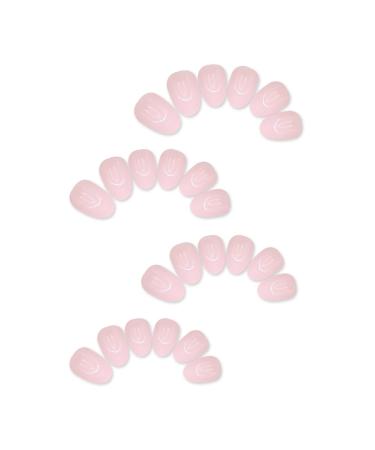 Buy Almond Press on Nails Short - Pink White Glossy Full Cover Reusable False Nails - 24 Pcs for Women | RIICFDD - Buy Online on GoSupps.com