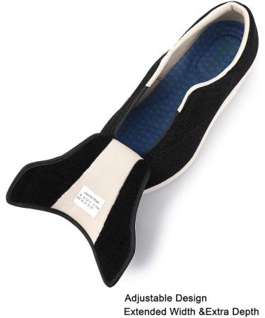 Elitechoice Men's Wide Width Diabetic Shoes with Adjustable Closure - Lightweight, Breathable Sneakers for Swollen Feet - Size 10 Wide, Black - Buy Online on GoSupps.com