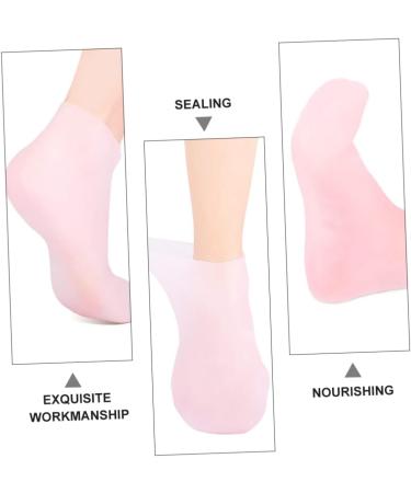 Ipetboom 1 Pair Sock Moisturizing Gel Booties Titanium Ear Pick Beauty Care Silicone Gel Skin Protect Soles Essential Oil Tableware Sucker Miss Moisture Cream Pink Natural Sebs 35X7X1cm - Buy Online on GoSupps.com