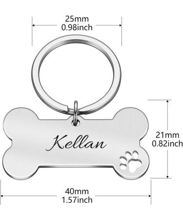 Personalized Stainless Steel Dog Bone ID Tags for Small Pets | Custom Engraved Double-Sided with Key Ring - Perfect for Puppies & Cats - Buy Online on GoSupps.com