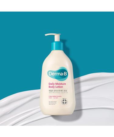 Derma B Daily Moisture Body Lotion 400ml - Non-Greasy Long-Lasting Moisturizer for Dry & Sensitive Skin - Infused with Olive Oil, Allantoin & Panthenol - Woody & Powdery Scented Kbeauty Skincare - Buy Online on GoSupps.com