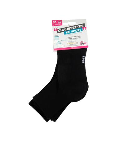 Upfit - Sports socks - Size 35-38 - Breathable mesh - stretchy - 2 pairs - reinforced mesh on the heel - for more comfort in sporting activities black one size