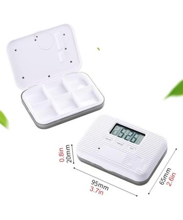 BSTCAR Mini Portable Electronic Pill Box - 6 Compartment Alarm Pill Organiser with Digital Screen - Daily Reminder & 5 Alarms - Grey - Buy Online on GoSupps.com