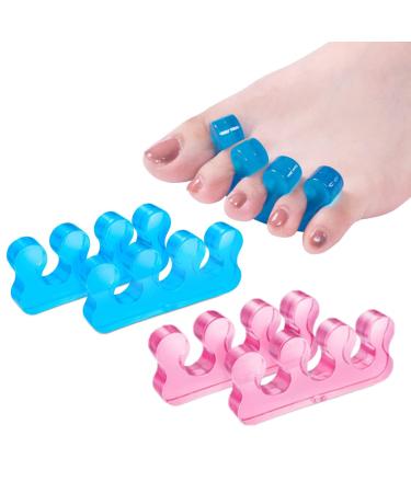 ZaxSota Pedicure Toe Separators,Toe Separators for Nail Polish, Toe Nail Separator, Repeatable Washable Toenail Dividers to Relieve Orthopedic Bunion,2 Pairs Blue and Pink