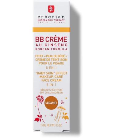 Erborian BB Ginseng Cream - Foundation Covering Blemishes and Foundation Effect "Baby Skin" - 5-in-1 Korean Cosmetic Cream for Face SPF 20 - Caramel - 15 ml - Buy Online on GoSupps.com