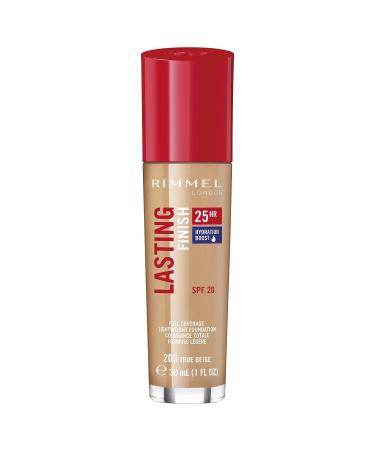 Rimmel Lasting Finish 25 Hour Foundation Colour 203 True Beige - Long-Lasting Formula - Buy Online on GoSupps.com