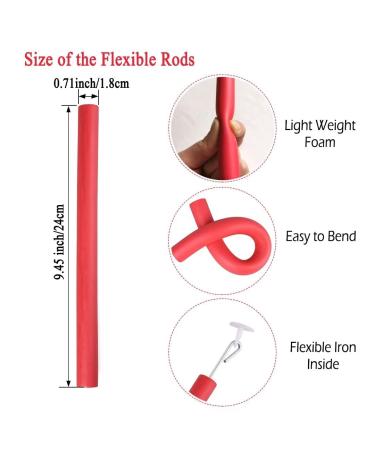 30PCS 9.45 Flexible Foam Curling Rods for Women & Girls - Soft No Heat Hair Rollers for Long & Short Hair - Sleep In Hair Curlers (Random Color) - 0.71 x 9.45 Inch - Buy Online on GoSupps.com
