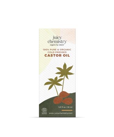 Juicy Chemistry Certified Organic Castor Oil - 100% Natural Carrier Oil for Radiant Skin & Hair Conditioning (30ml) - International Shipping Available - Buy Online on GoSupps.com