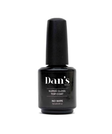 Dan's Nails - 15ml Top Coat Gel Nail Polish No Wipe High Gloss Soak Off UV/LED Shine Finish, Long-Lasting Sealer