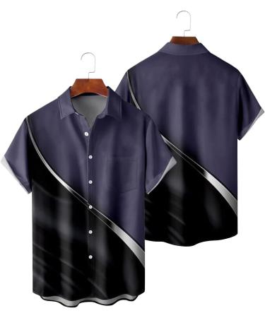 Men's Casual Fashion Short Sleeve Hawaiian Shirt - Purple - 3XL - Buy Online on GoSupps.com