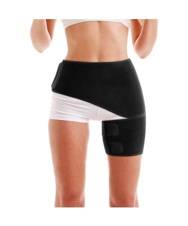 Copper Compression Groin Thigh Sleeve - Hip Support Wrap for Men and Women - Adjustable Neoprene Brace for Quads, Hamstrings, Lower Back, Sciatica, Hip Flexor, Arthritis - One Size - Buy Online on GoSupps.com