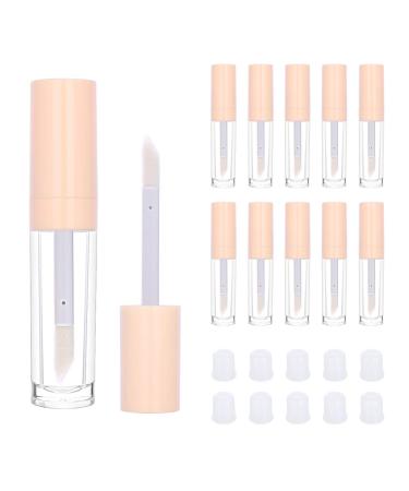 10pcs Lip Gloss Containers with Large Brush  CAIYA 9ml Empty Lip Gloss Tubes Stoppers Clear Lip Gloss Bottles Bulk Round Thickened Refillable Lip Glaze Bottles for DIY Lipgloss(Light Orange)