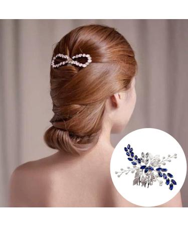 Blue Crystal Pearl Hair Comb Vine: Silver Leaf Headpiece for Bride, Bridesmaid, Girls - Buy Online on GoSupps.com
