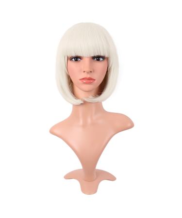 MapofBeauty 12 inch/30cm Natural Female Short Straight Hair BOB Wig (Platinum Gold) Platinum Blonde