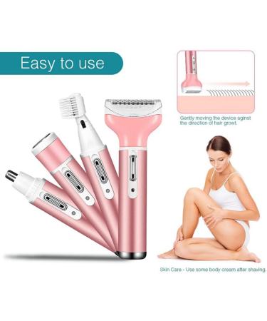 Ghzest Electric Shaver for Women - 4 in 1 Wireless Ladies Razor & Bikini Trimmer for Face Nose Eyebrows & Body - Buy Online on GoSupps.com