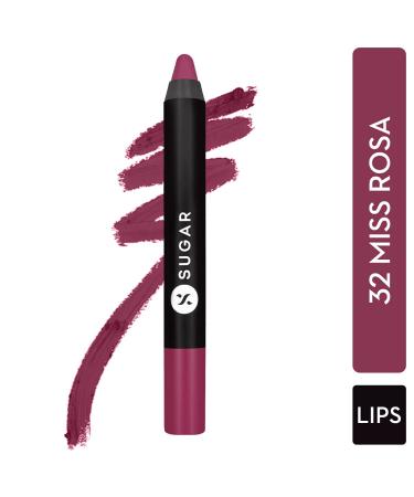 Buy Sugar Cosmetics Matte As Hell Crayon Lipstick 32 Miss Rosa - Dusky Rose | Pigmented & Long-lasting Matte Finish - Buy Online on GoSupps.com
