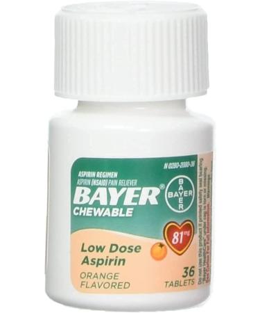 Bayer Chewable Aspirin Orange 81mg - 36 Tablets (Pack of 4) - Fast Shipping Worldwide - Buy Online on GoSupps.com